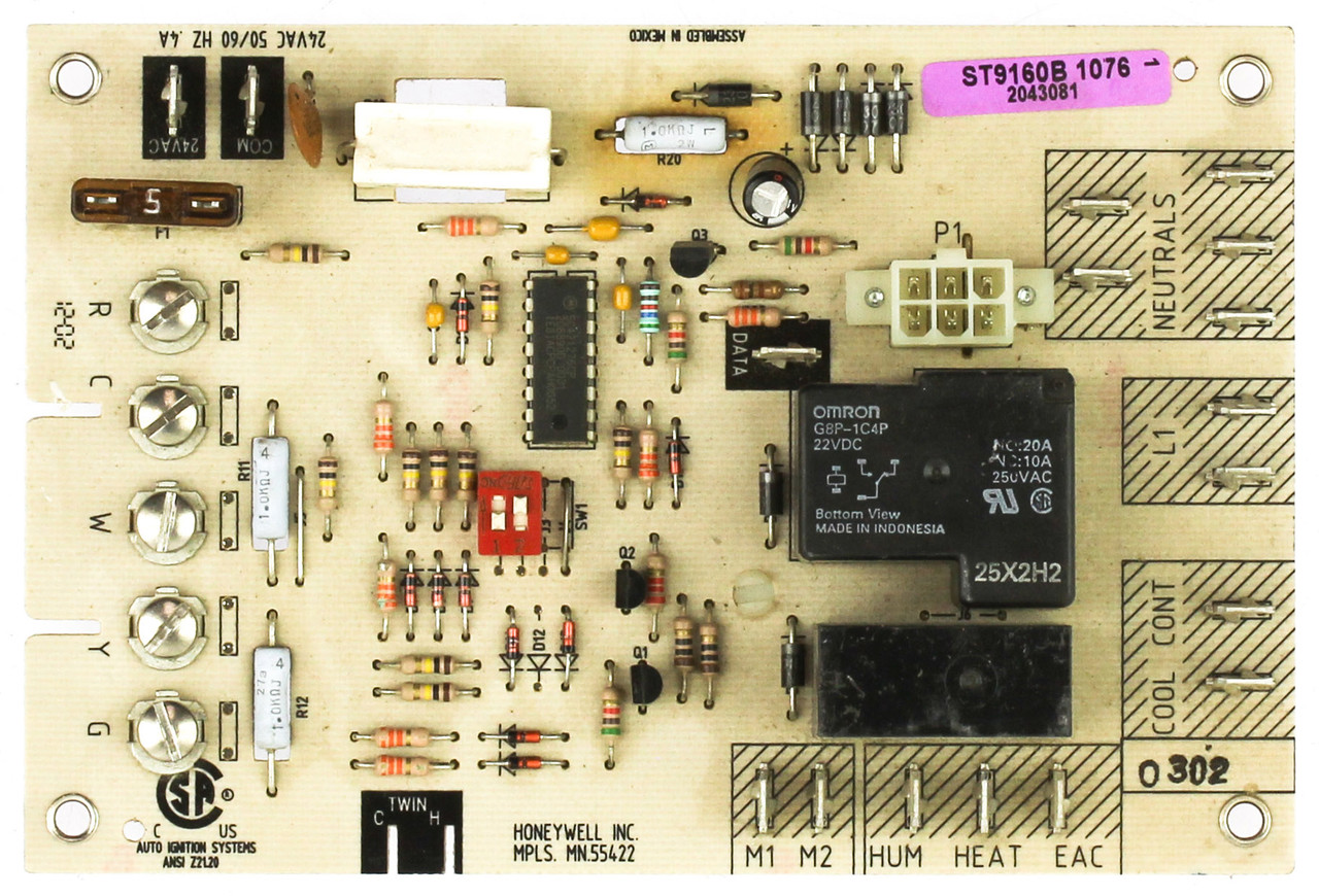 Honeywell ST9160B-1076 Furnace Control Board