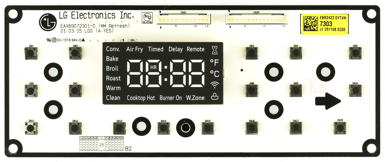 LG EBR24227303 Range Oven Display Control Board 