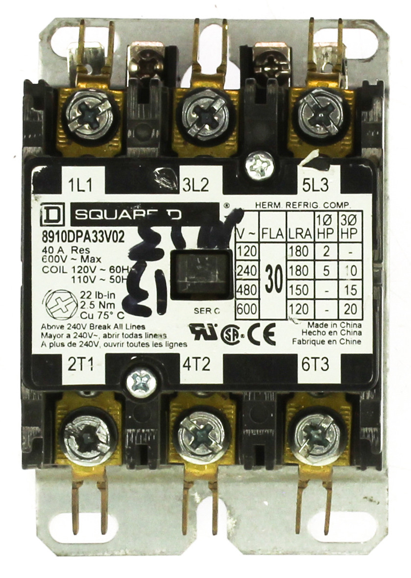 Square D 8910DPA33V02 Definite Purpose Contactor