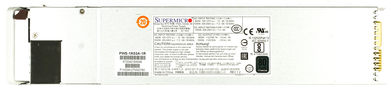 Supermicro PWS-1K03A-1R Redundant Power Supply 1000W