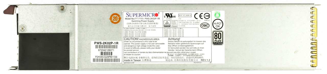 Supermicro PWS-2K02P-1R Redundant Power Supply 2000W