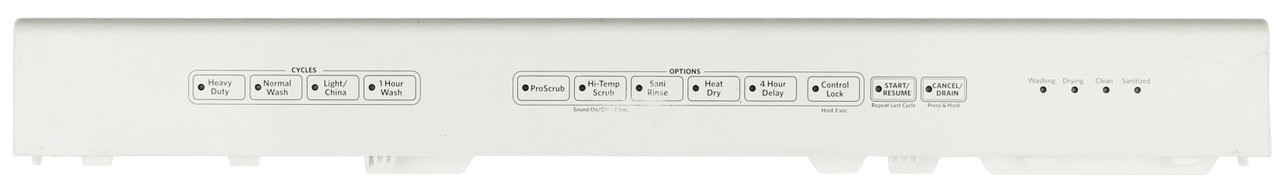 Whirlpool W10493306-White Dishwasher Control Panel 