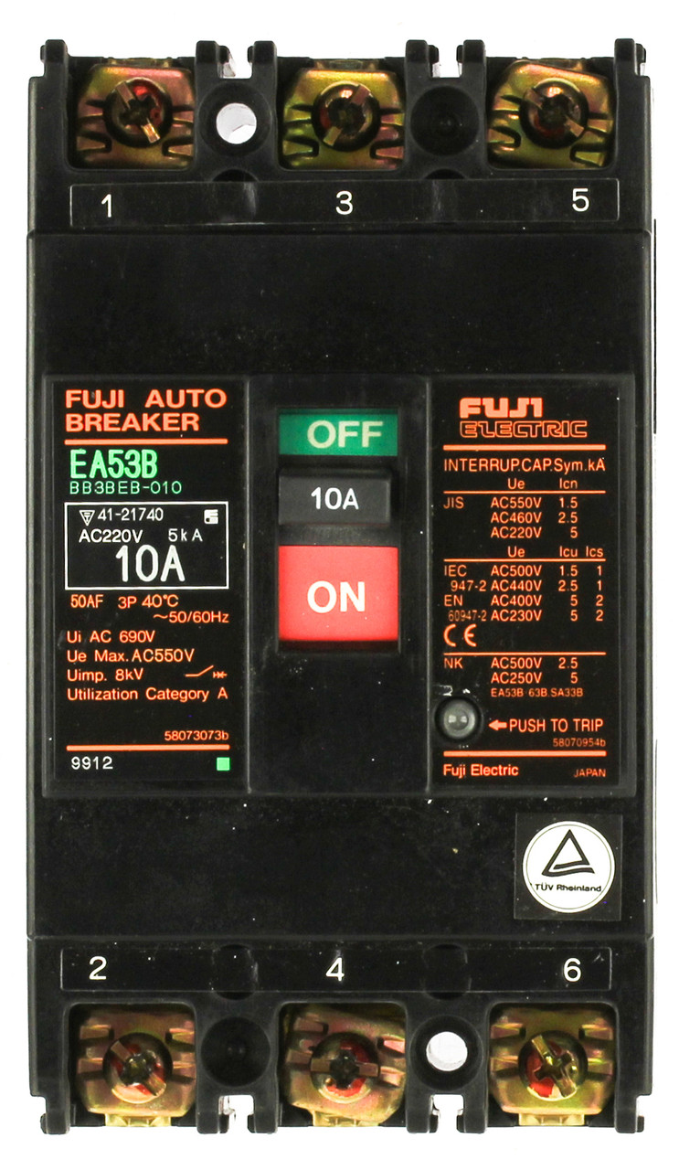 Fuji Electric EA53B 3 Pole 10A Circuit Breaker