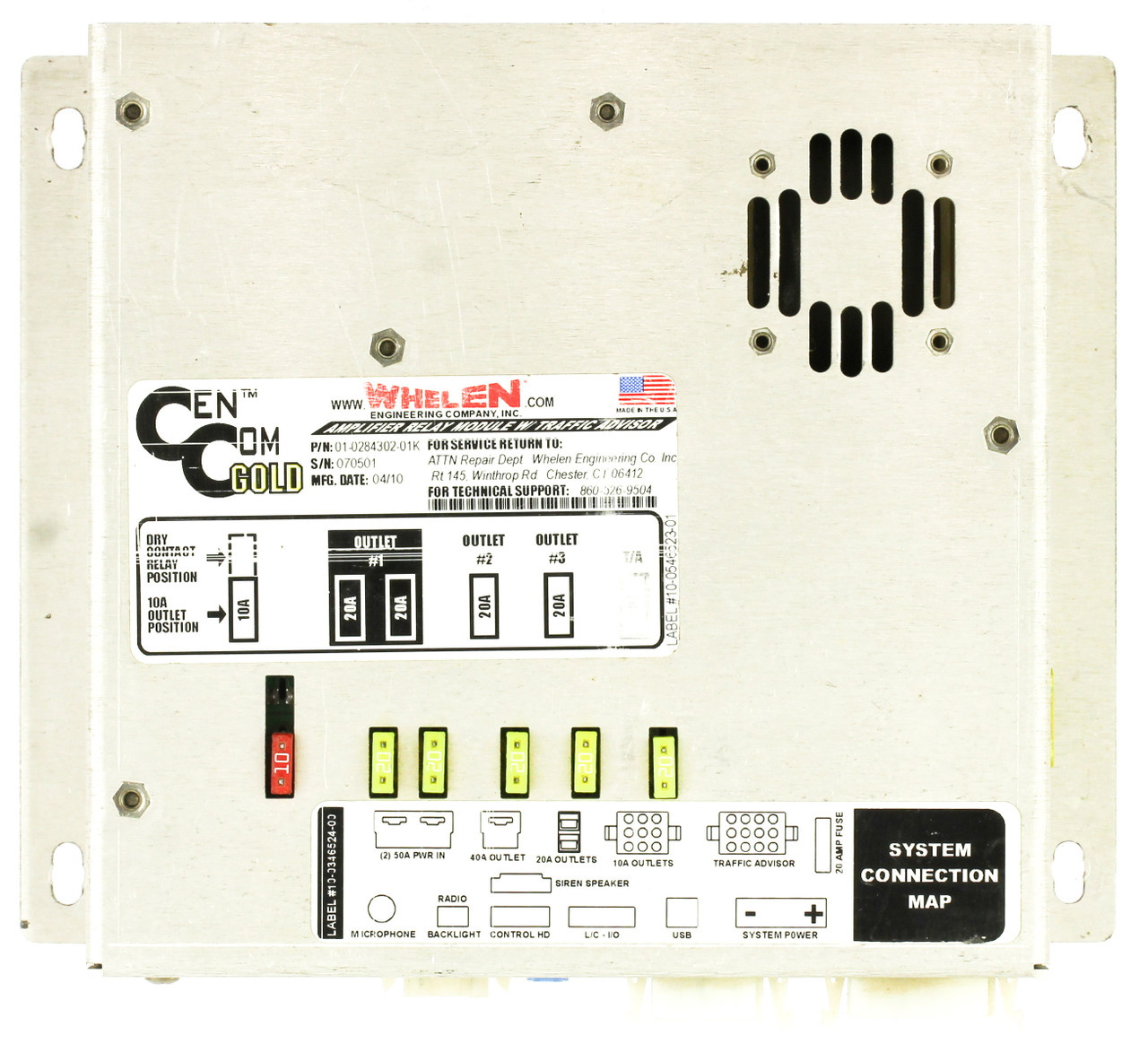 Whelen 01-0284302-01K Cencom Gold Amplifier Relay Module