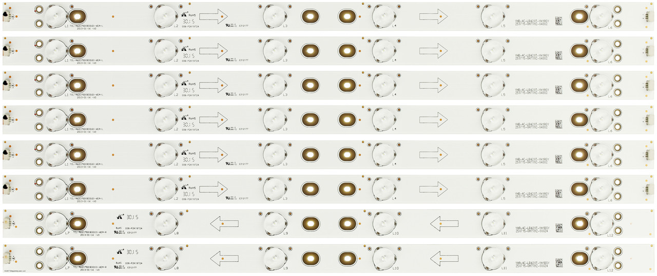 Sanyo 006-P2K1972A LED Backlight Strips for DP42D24 DP42D23 FW42D25T (8) NEW