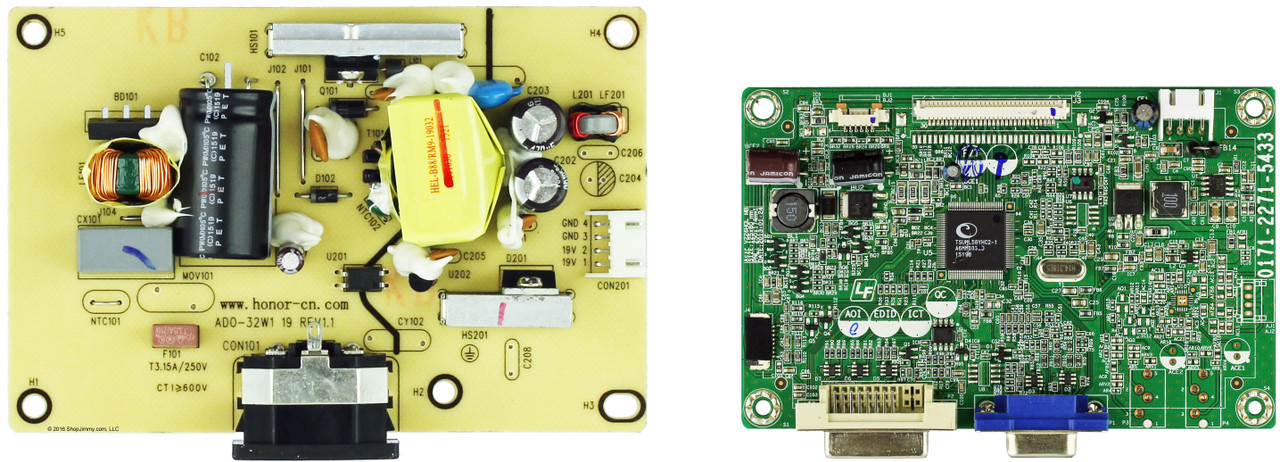 Acer V226HQL Main / Power Board Repair Parts Kit - Version 1 (SEE NOTE)