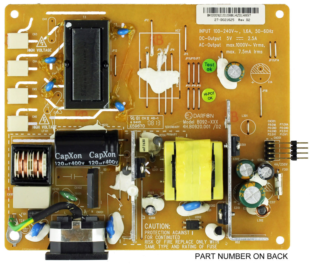 ViewSonic B-00008669 (27-D021625, 27-D019001) Power Supply / Backlight Inverter