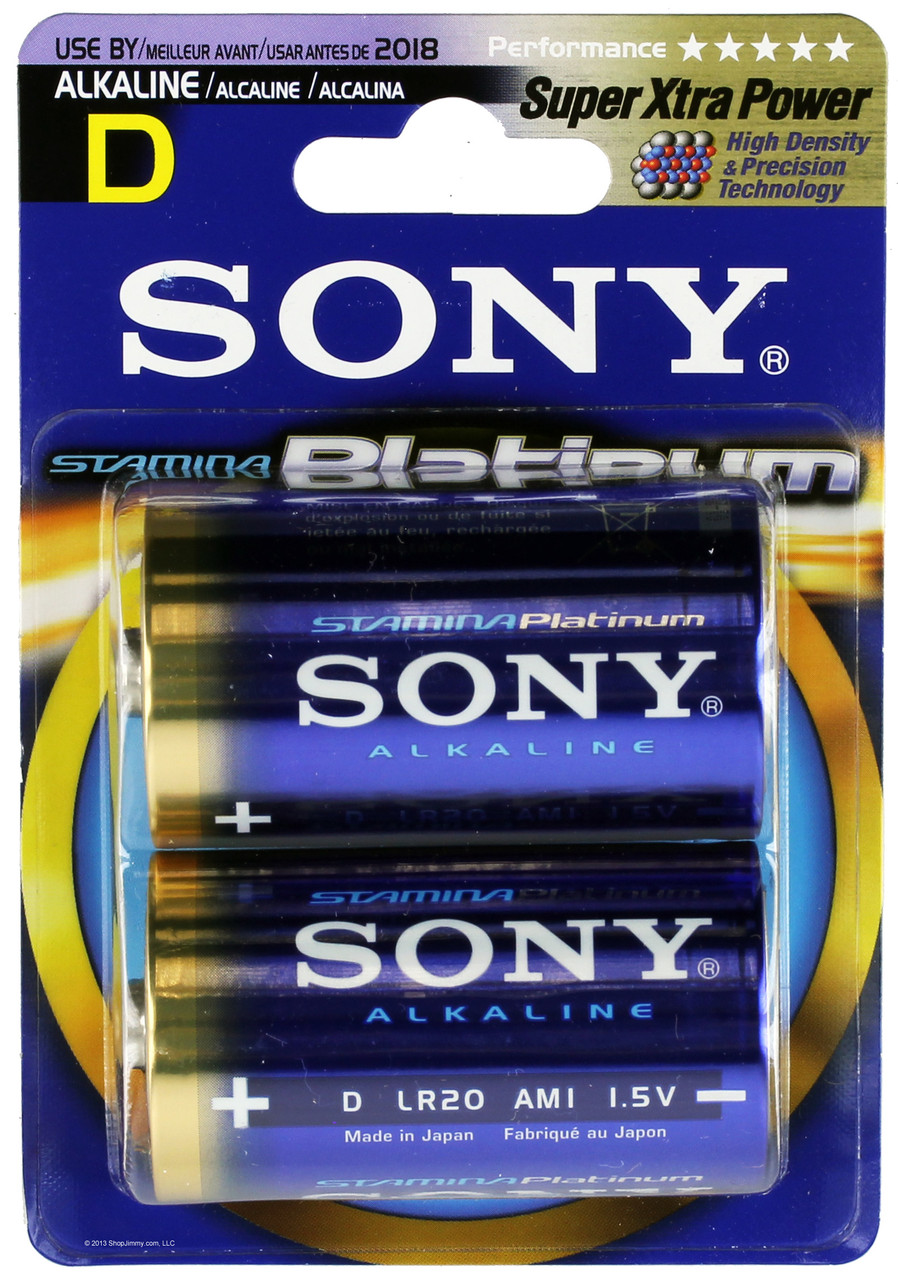 Sony AM1PTB2A Stamina Platinum Alkaline Batteries - Size D