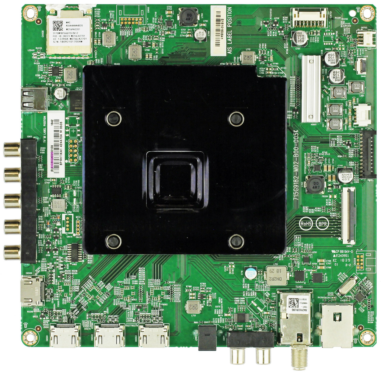 Vizio 756TXICB0QK020 Main Board for E65-F1 (LTMWWVMU Serial)