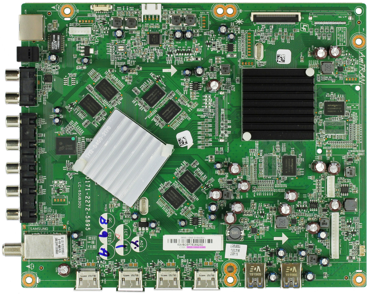 Sharp 9LE365510920395 (3655-1092-0150) Main Board for LC-55UB30U