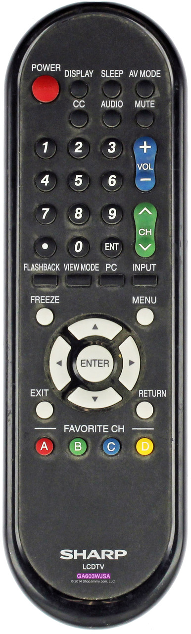 Sharp RRMCGA603WJSA Remote Control