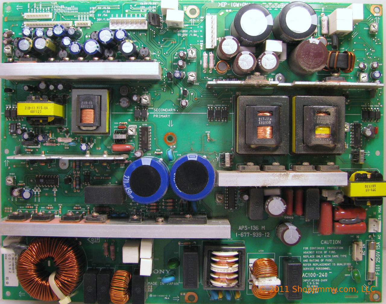 Sony 1-468-522-11 (APS-136M) Power Supply for PFM-500A3WU