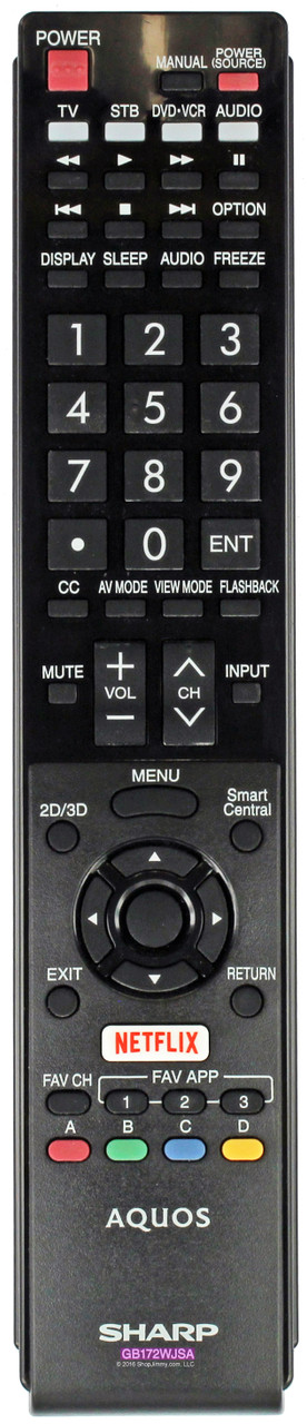 Sharp RRMCGB172WJSA Remote Control-Open Package/Open Bag