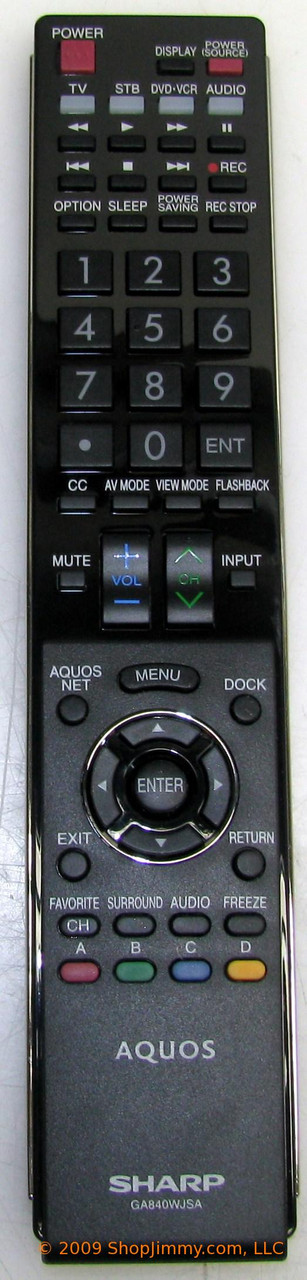 Sharp RRMCGA840WJSA Remote Control