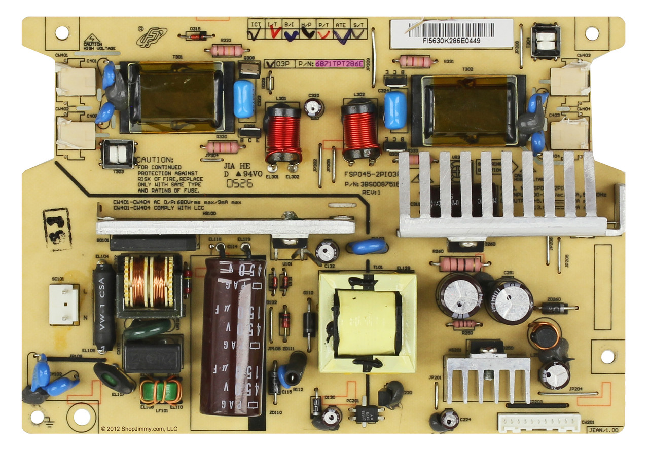 Sony 6871TPT286E Power Supply / Backlight Inverter for SDM-HS95P