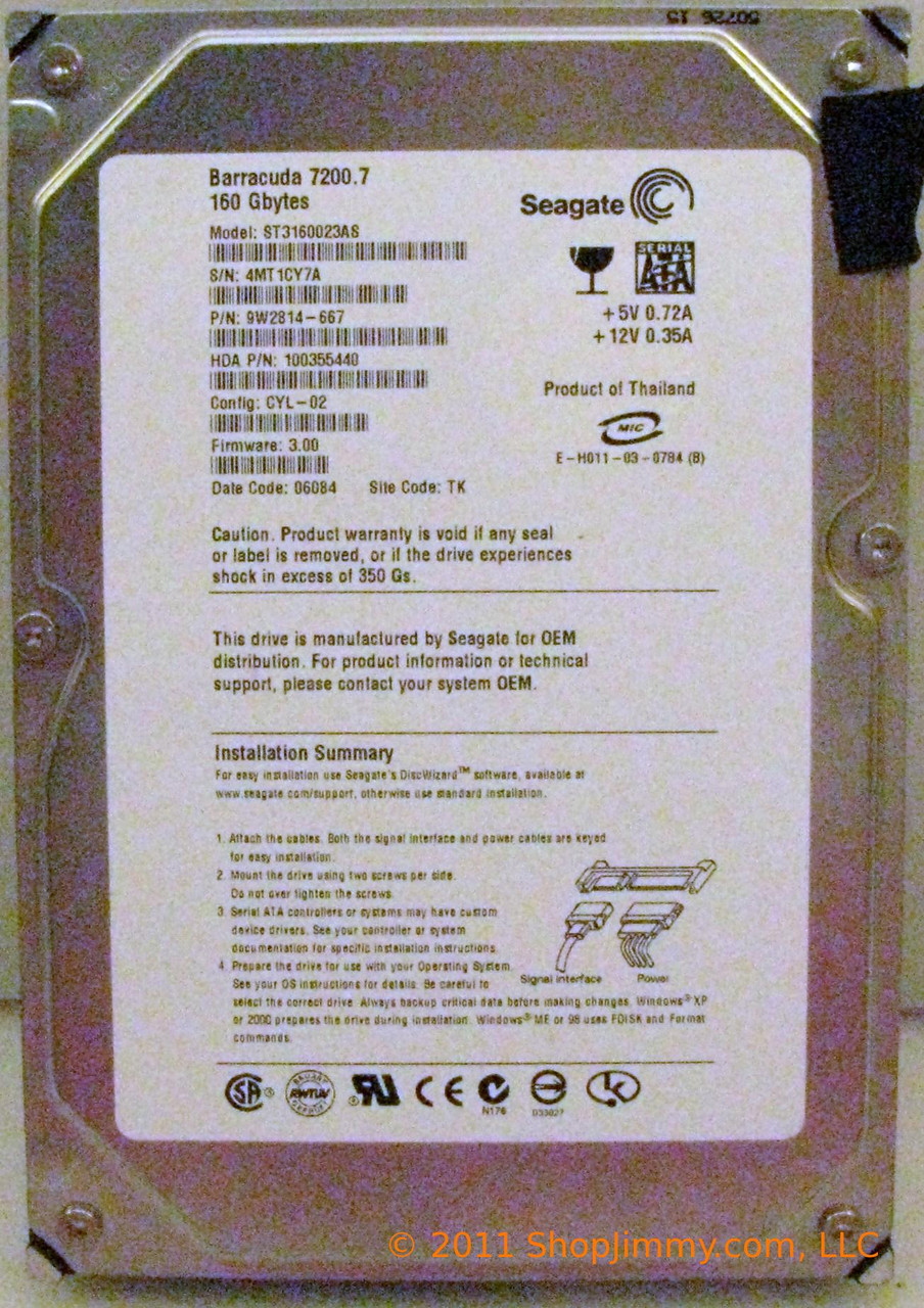 Seagate 9W2814-667 (ST3160023AS, 100355440) Hard Drive