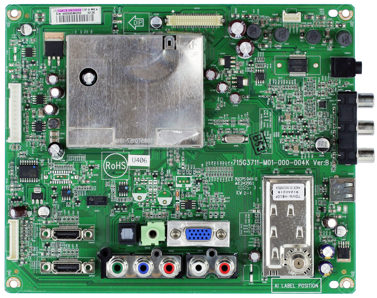 Vizio 756TQACB2K006 (715G3711-M01-000-004K) Main Board for M190VA