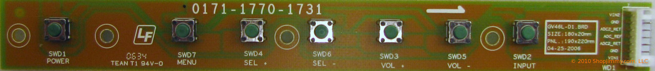 Vizio 3646-0012-0156 (0171-1770-1731) Key Controller