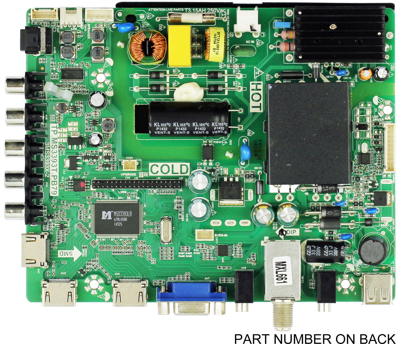 Sanyo 02-SHS39A-C002000 Main Board/Power Supply for FW32D25T