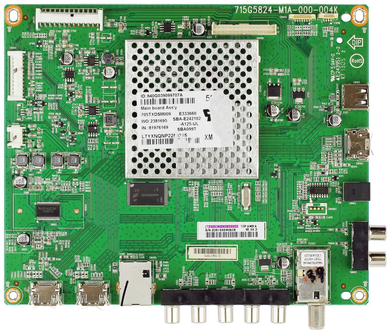 Vizio 756TXDCB02K020 Main Board for E390I-A1 (LTYXNQNP / LTMXNQNP Serial)