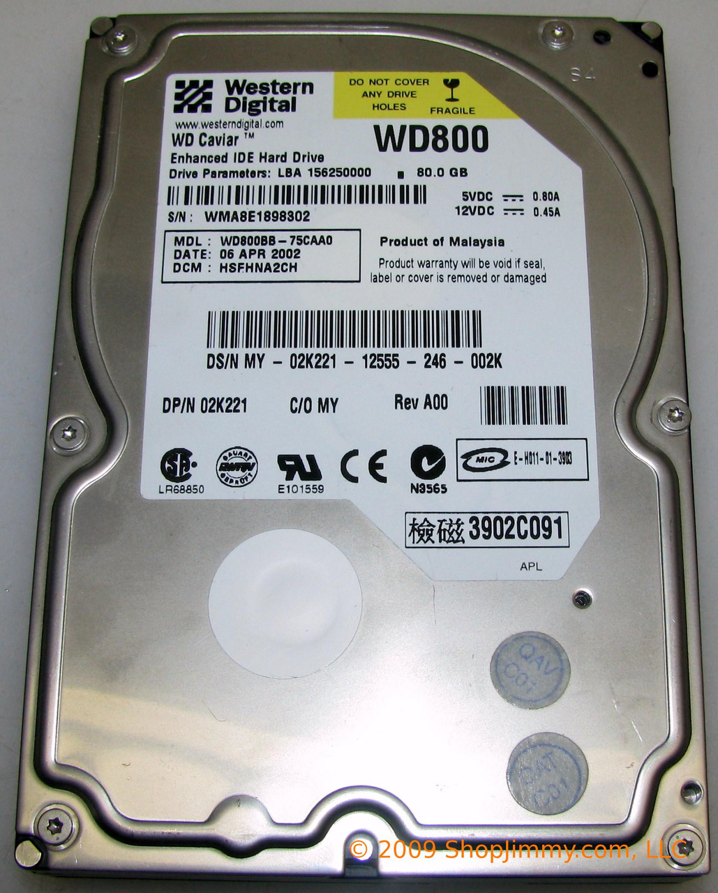 Western Digital WD800 (WD800BB-75CAA0) Internal Hard Drive
