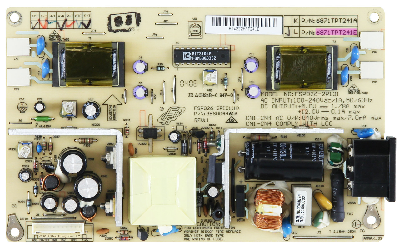 LG 6871TPT241E Power Supply / Backlight Inverter