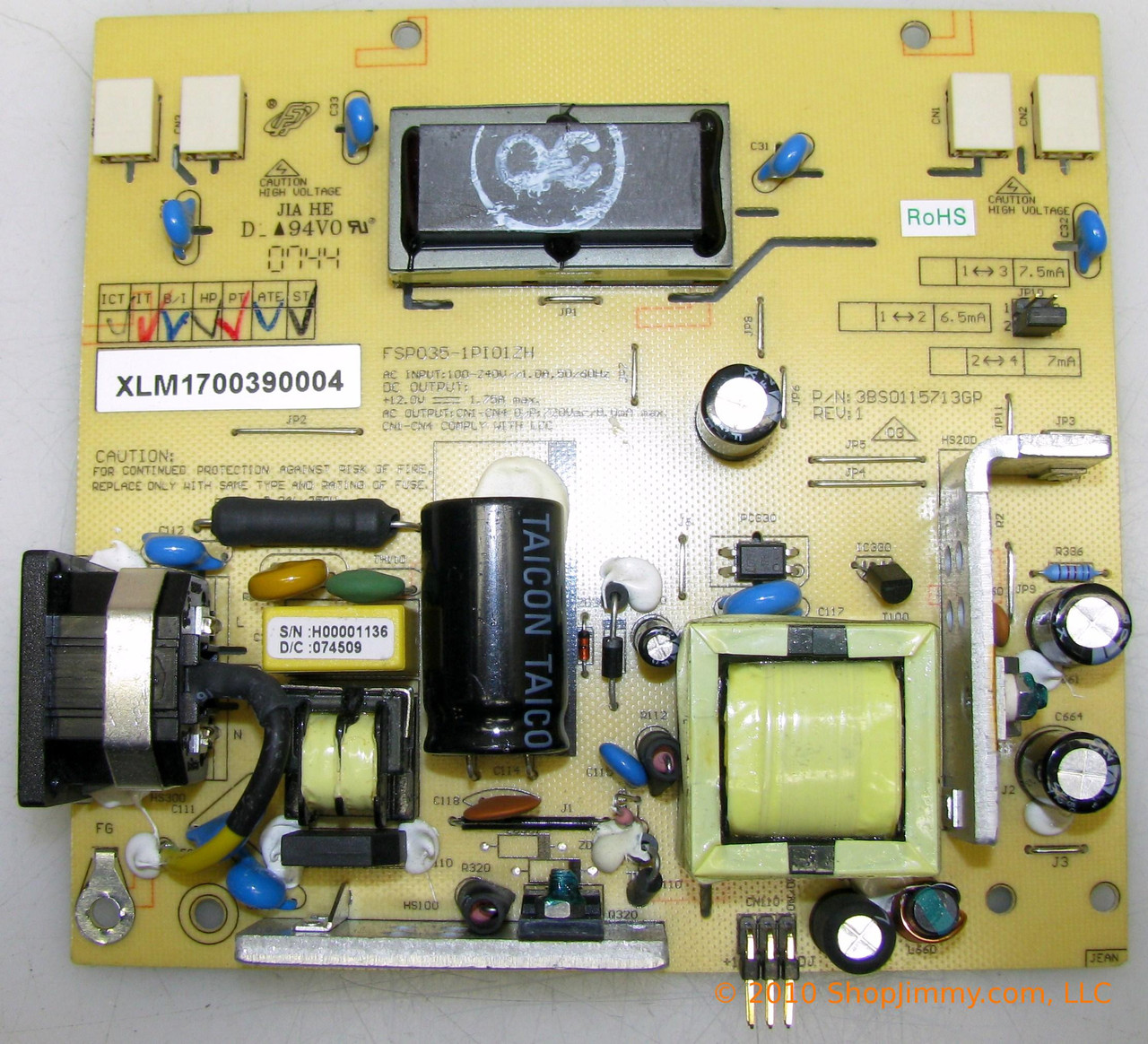 ViewSonic XLM1700390004 Power Supply / Backlight Inverter