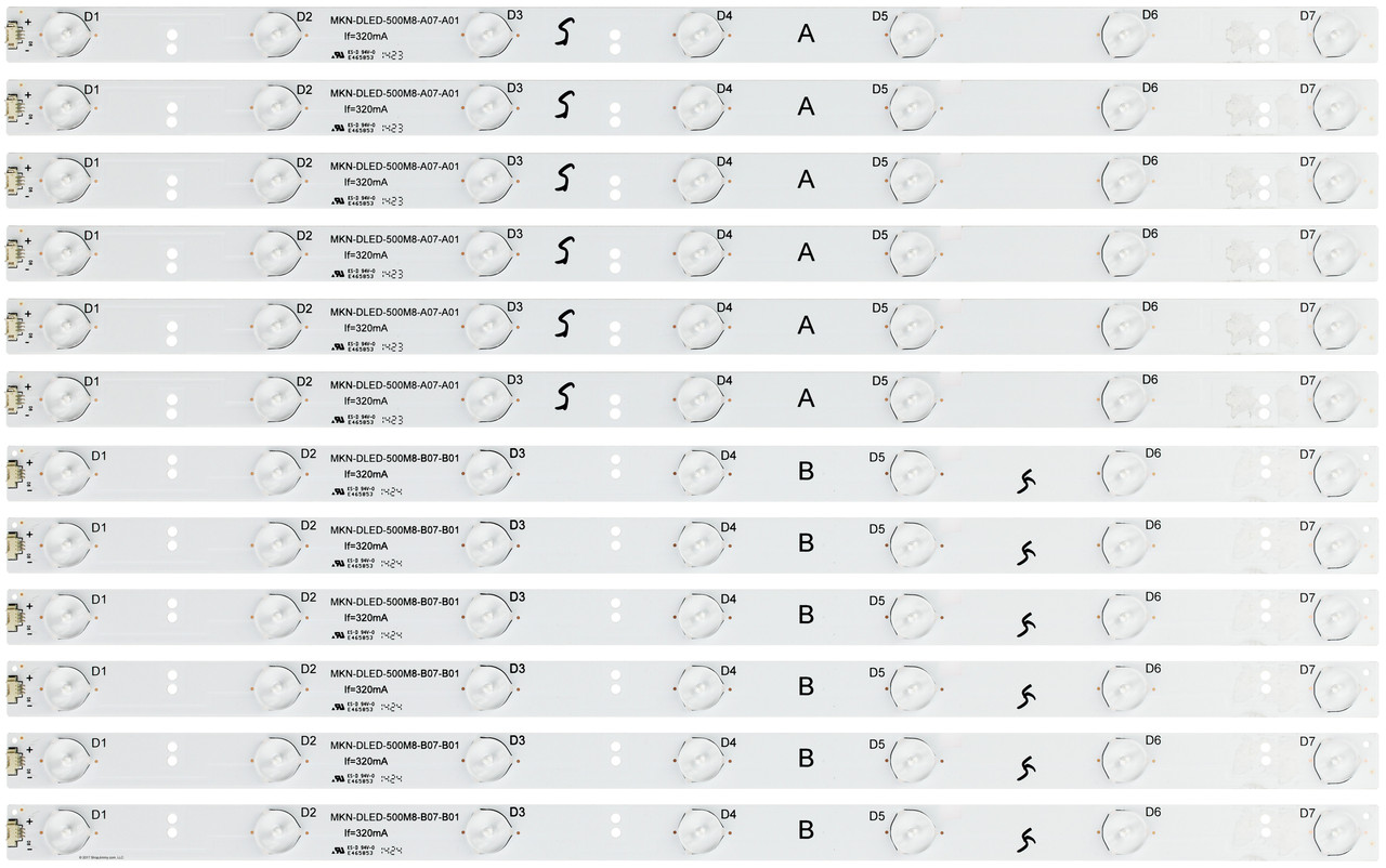 Polaroid MKN-DLED-500M8-A07-A01/MKN-DLED500M8-B07-B01 LED Backlight Strips (12) NEW