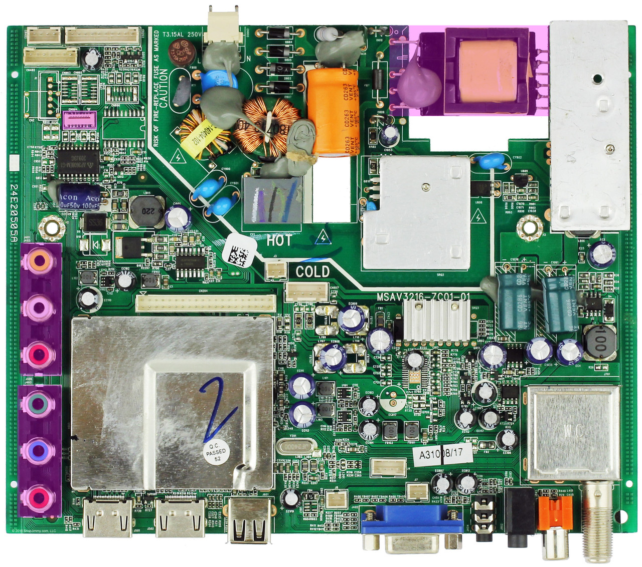 Westinghouse MSAV3216-ZC01-01 Main Board for LD-2480 Version 1