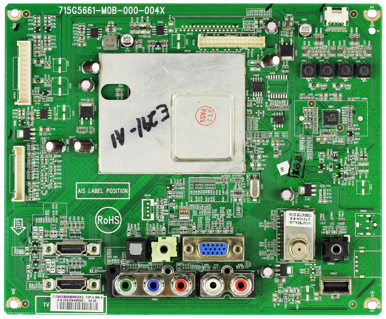 Vizio CBPFTXCCB02K035 / 756TXCCB02K035 Main Board for E291-A1