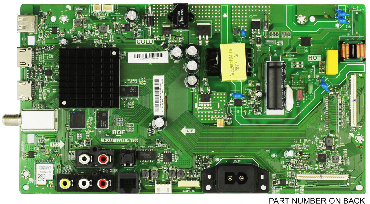 Vizio 60103-00618 Main Board/Power Supply D32F-G4 (LBVFQPLW Serial)