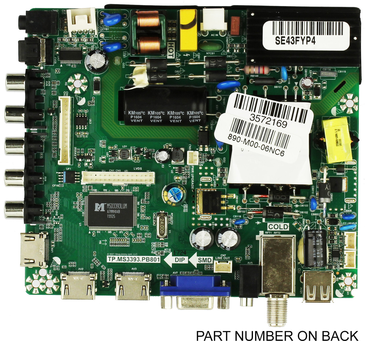 Seiki SY16128-2 Main Board / Power Supply for SE43FYP4