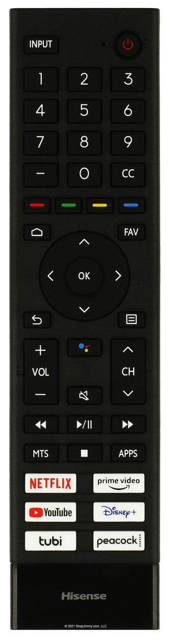 Hisense 299102 Netflix YouTube Tubi Prime Video Dinsey+ Remote Control - Open