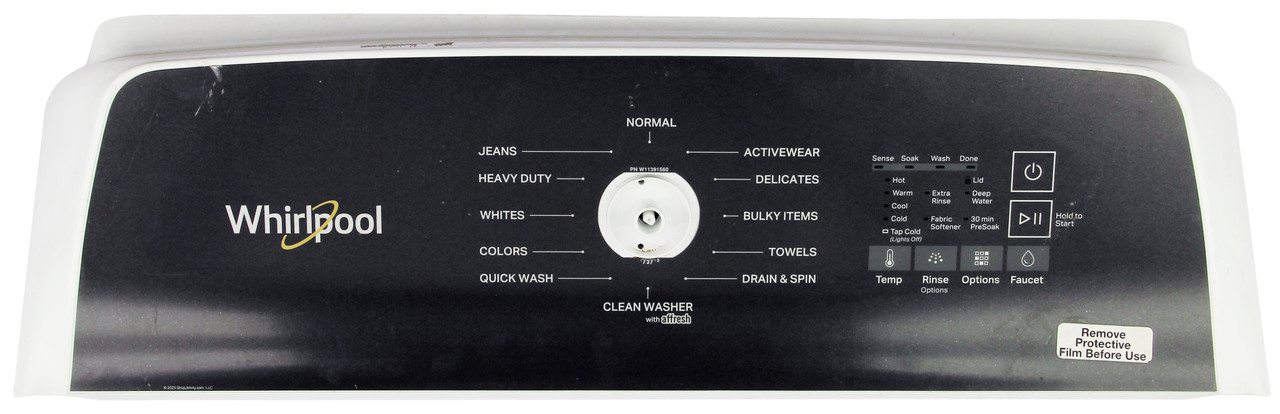 Whirlpool Washer W11391560 Top Console Control Panel