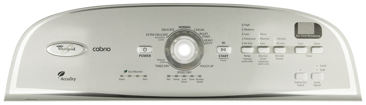 Whirlpool Dryer W10295273 Top Console