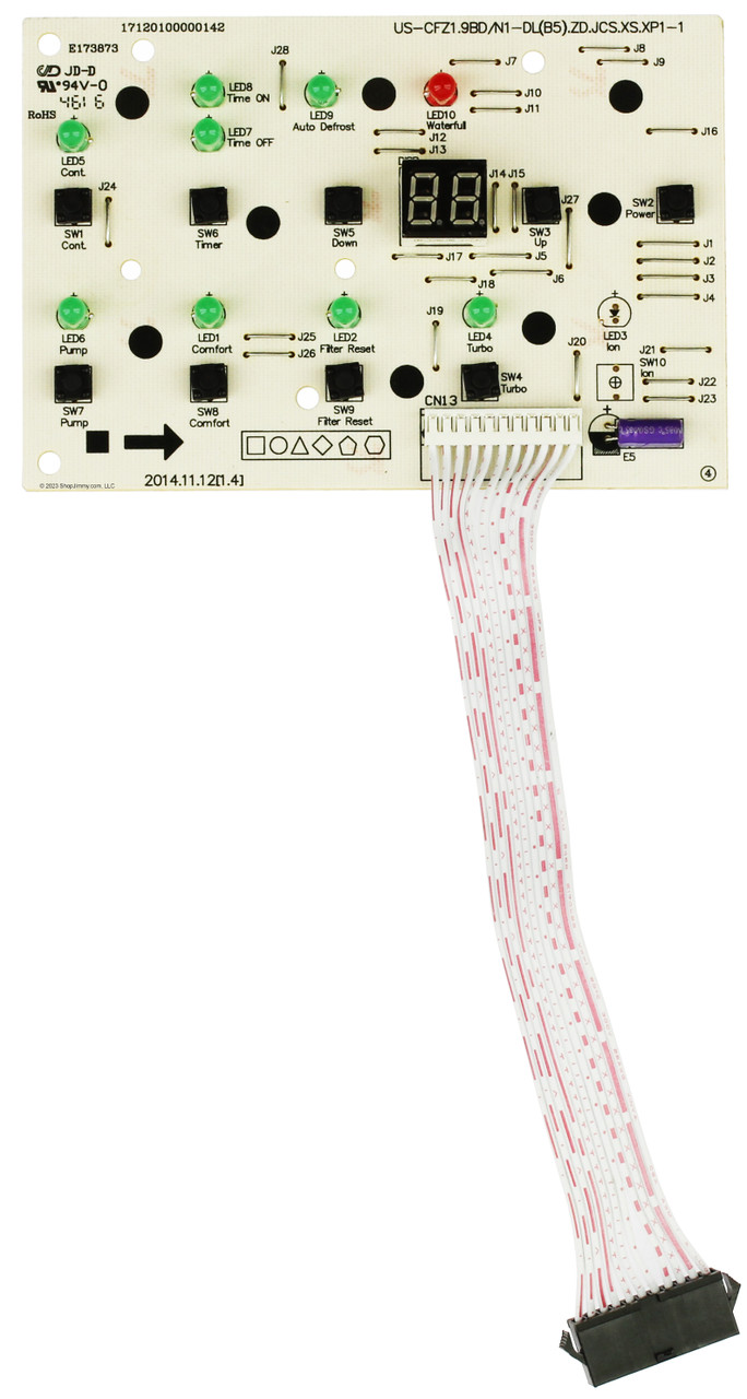 Whynter Dehumidifier 17120100A00192 Display Board