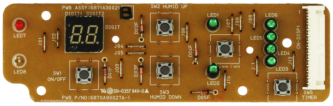 LG Dehumidifier 6871A30021B Display Board
