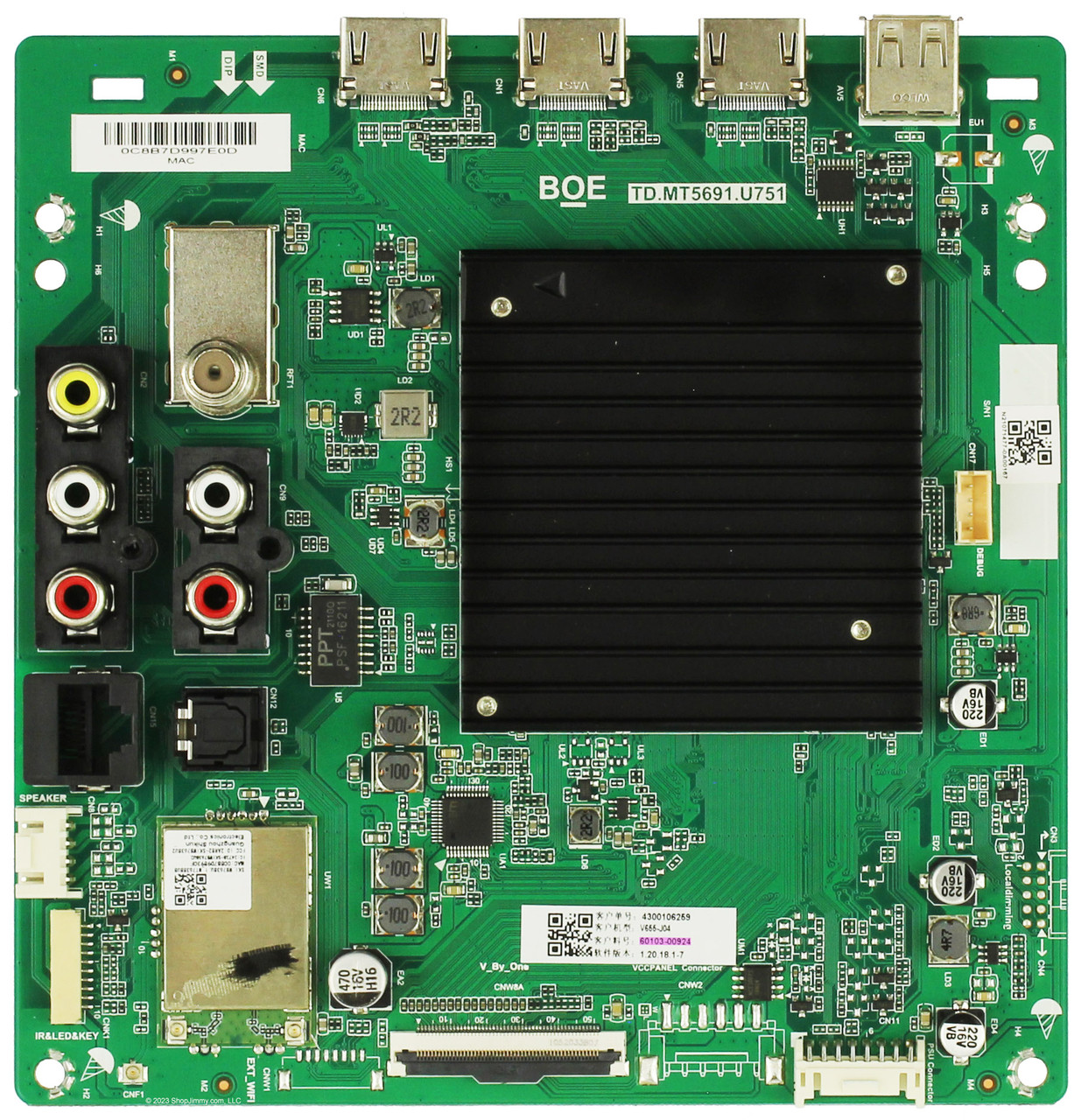 Vizio 60103-00924 Main Board for V655-J04 (LBSFE4PY Serial)