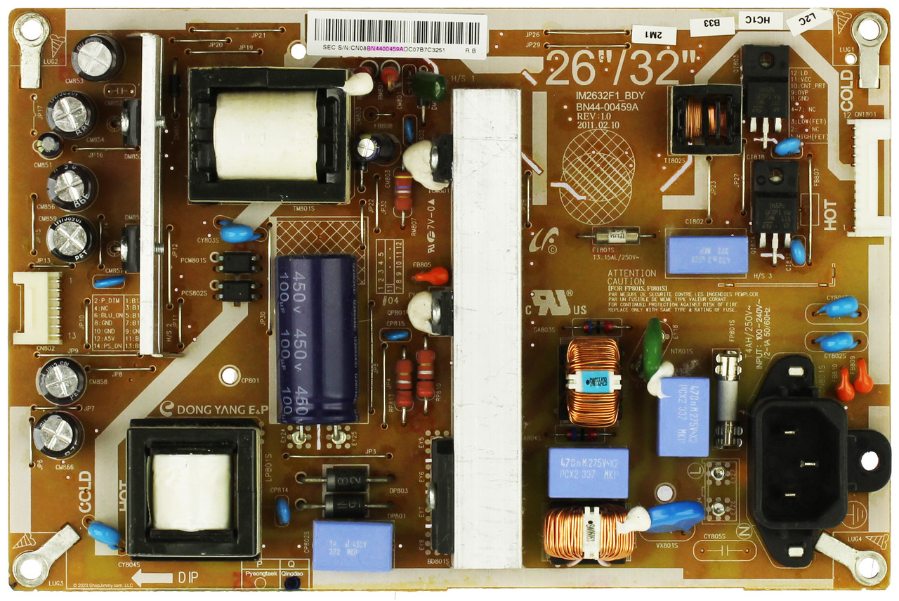Samsung BN44-00459A Power Supply / LED Board for LN26D463E1HXZA