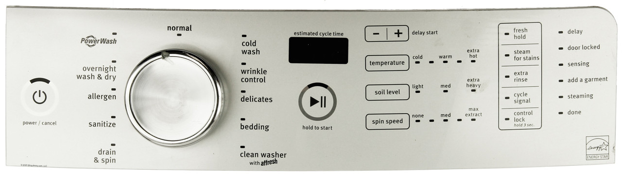 Maytag Washer W10748424 Control Panel - Silver Overlay