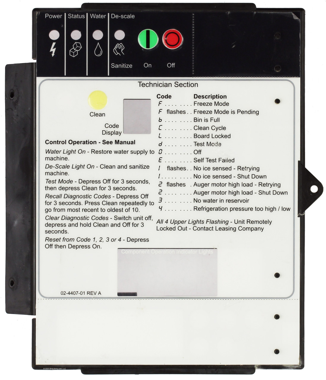 Scotsman Ice Machine 02-4407-01 Cover and Label