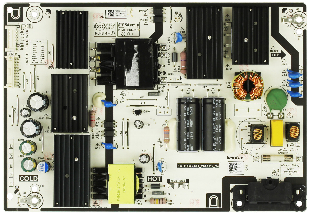 Vizio P650D108DC Power Supply/LED Driver Version 2