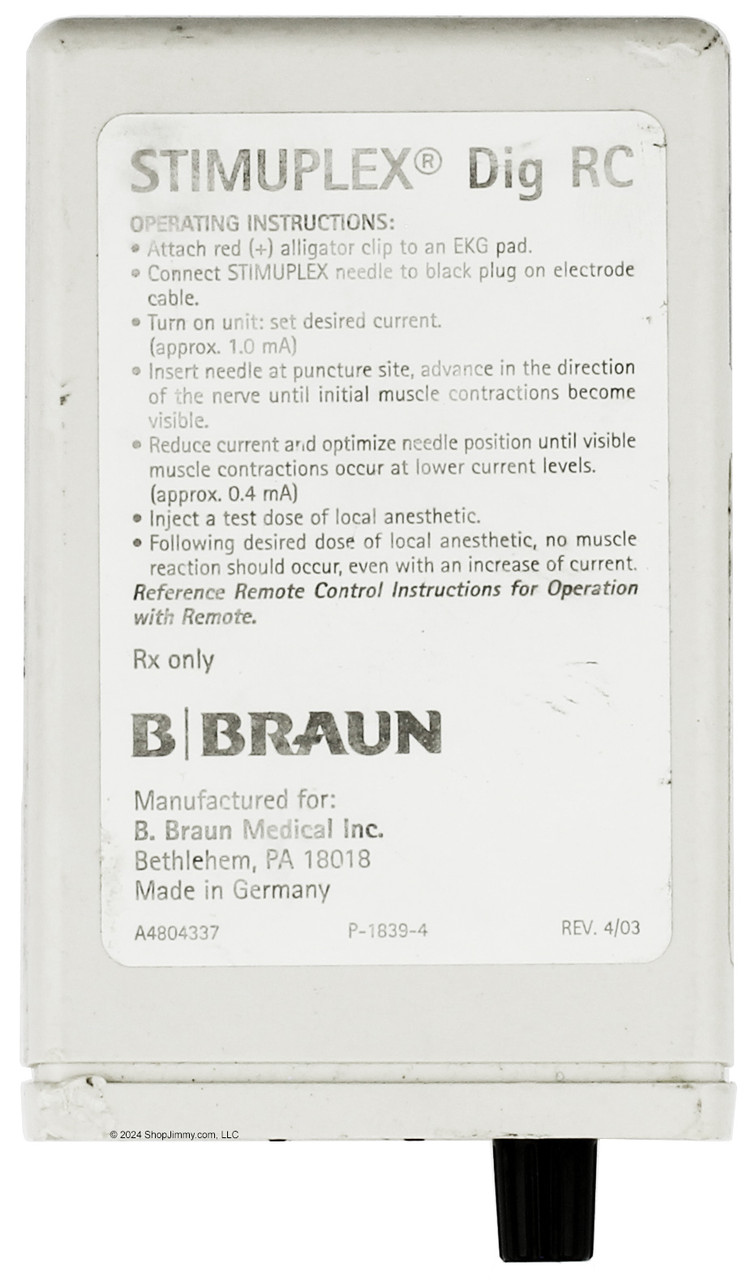 B Braun 4891996B Stimuplex Dig RC Nerve Stimulators