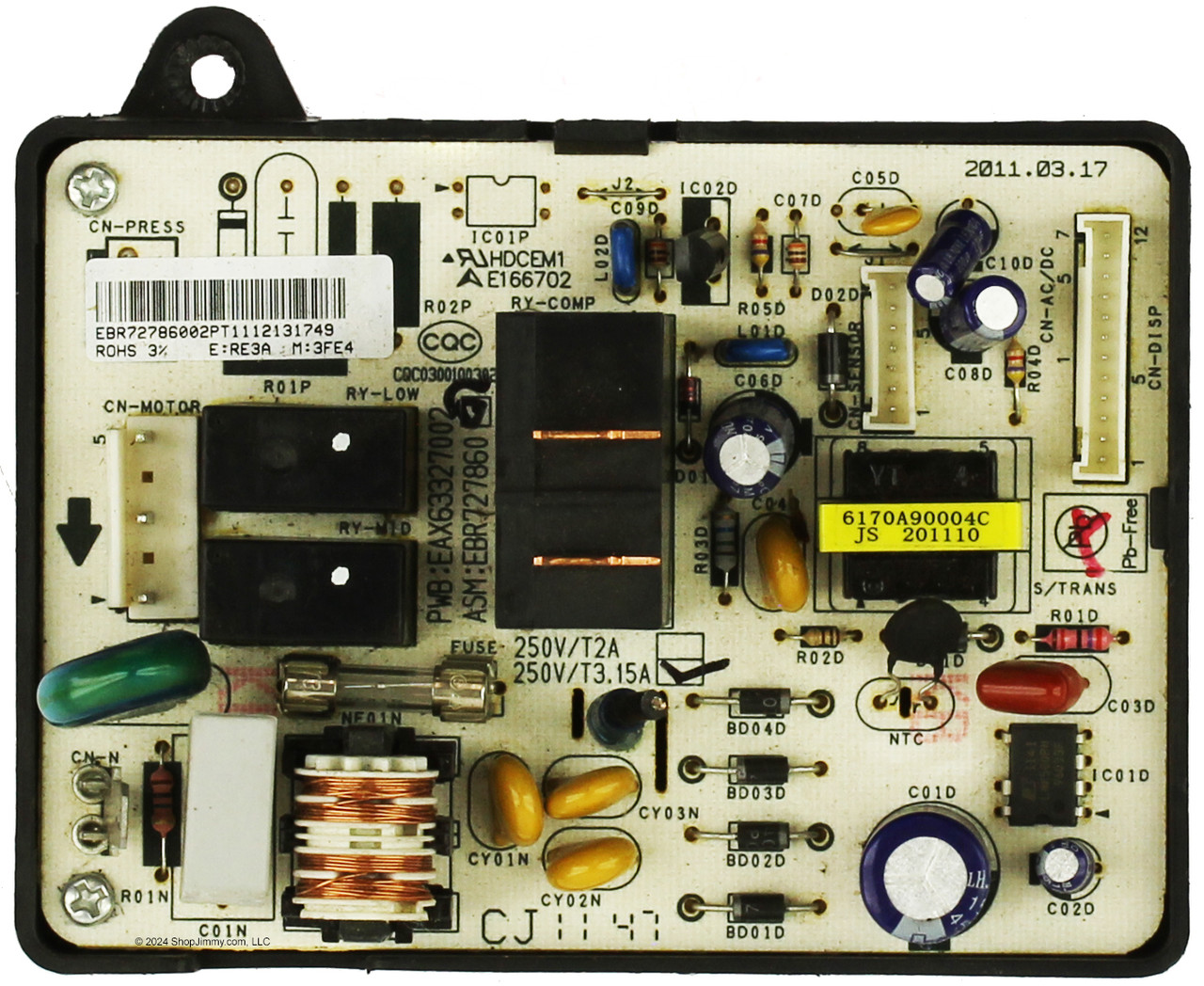LG Dehumidifier EBR72786002 Main Board
