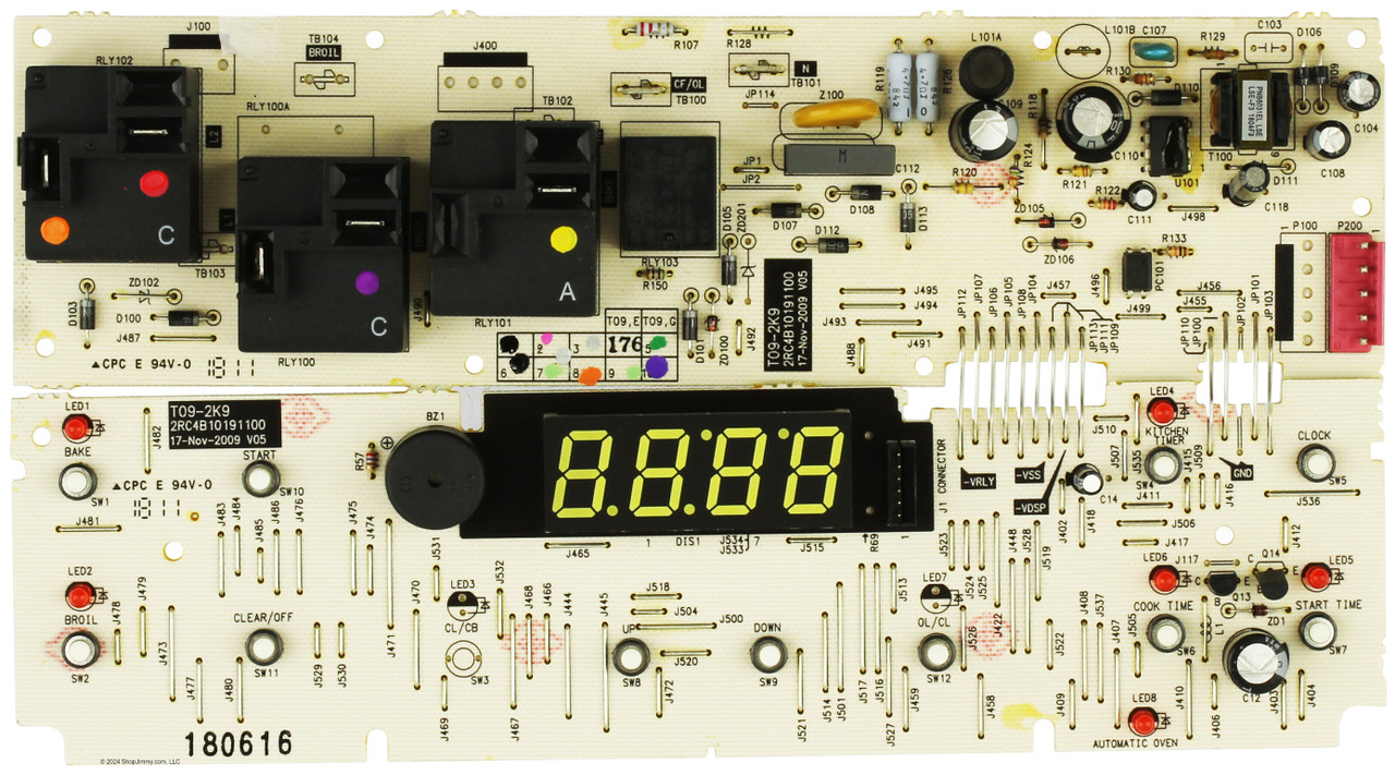 GE 2RC4B10191100 Range Oven Control Board with Display T09-2K9