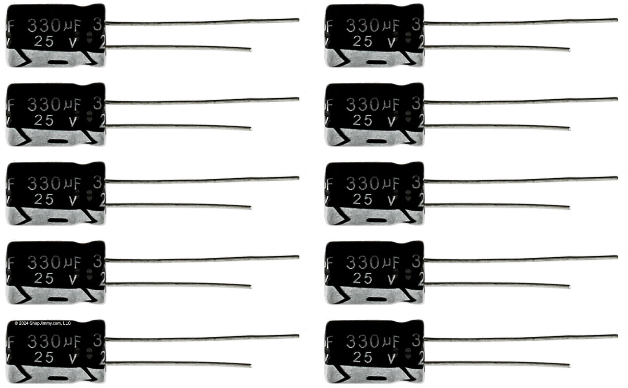 Lot of 10 25UT330 330uf @ 25V Hi Temp Radial Capacitor