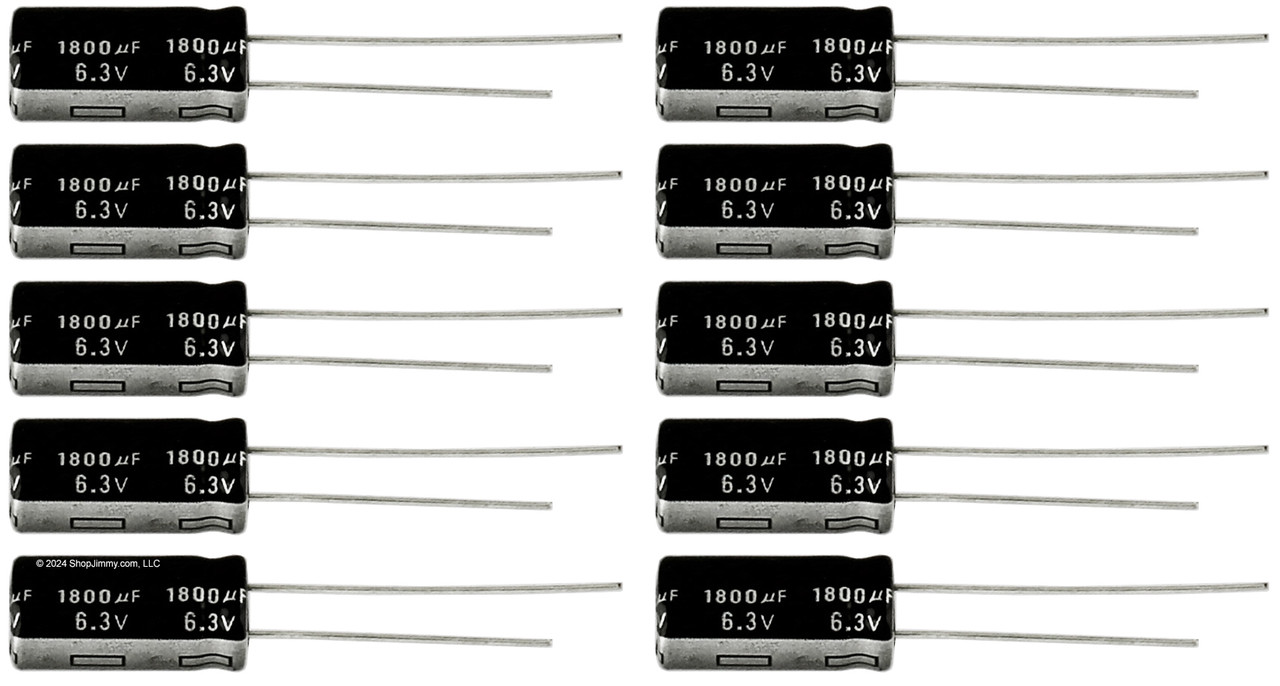 Lot of 10 6.3UT1800 1800uf @ 6.3V Hi Temp Radial Capacitor