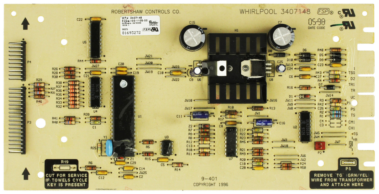Whirlpool Dryer 3407148 Control Board