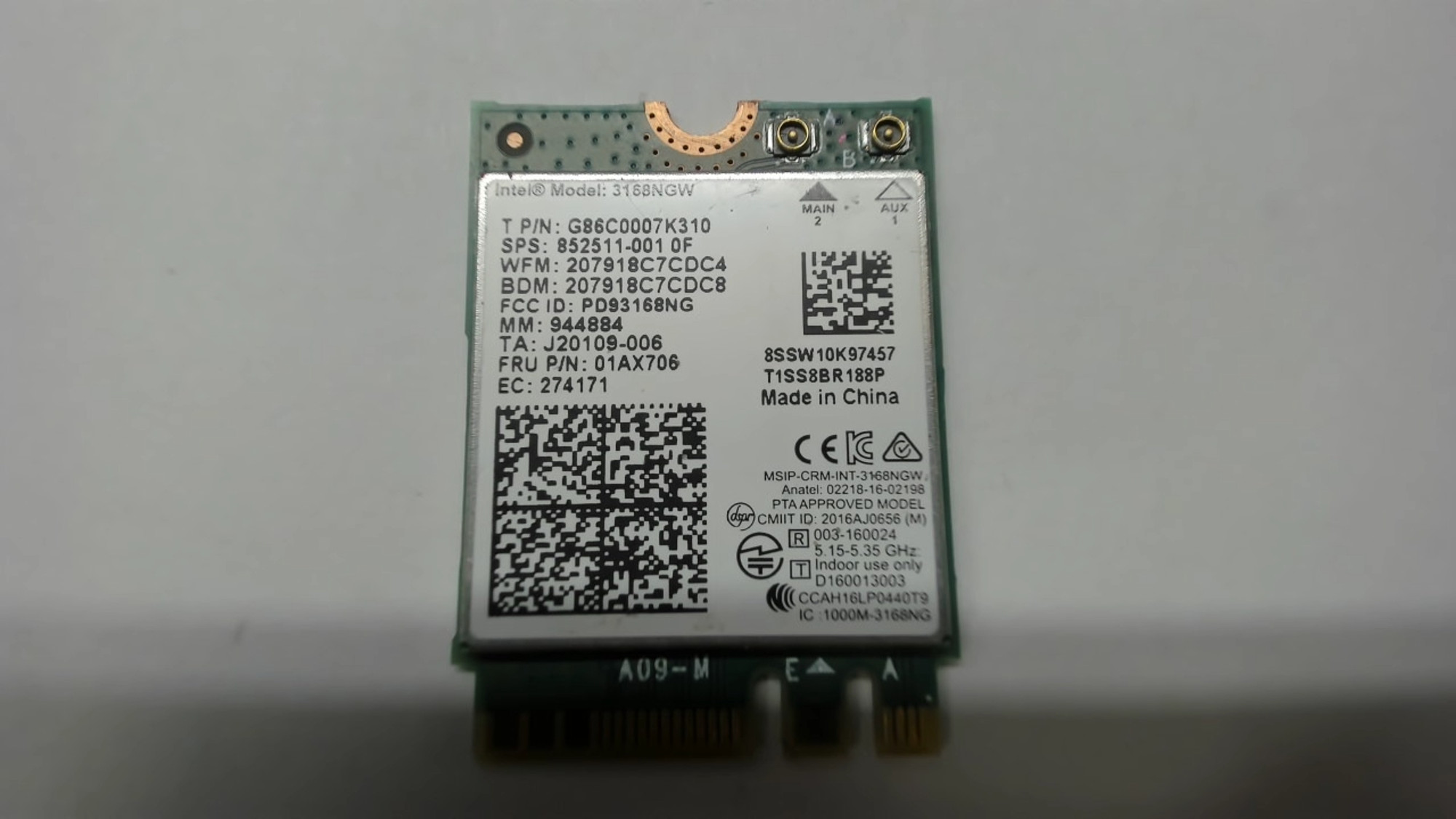 HP Intel 3168NGW Dual Band Wireless-AC 3168 802.11 Ac WiFi + Bluetooth 4.2  - Like New