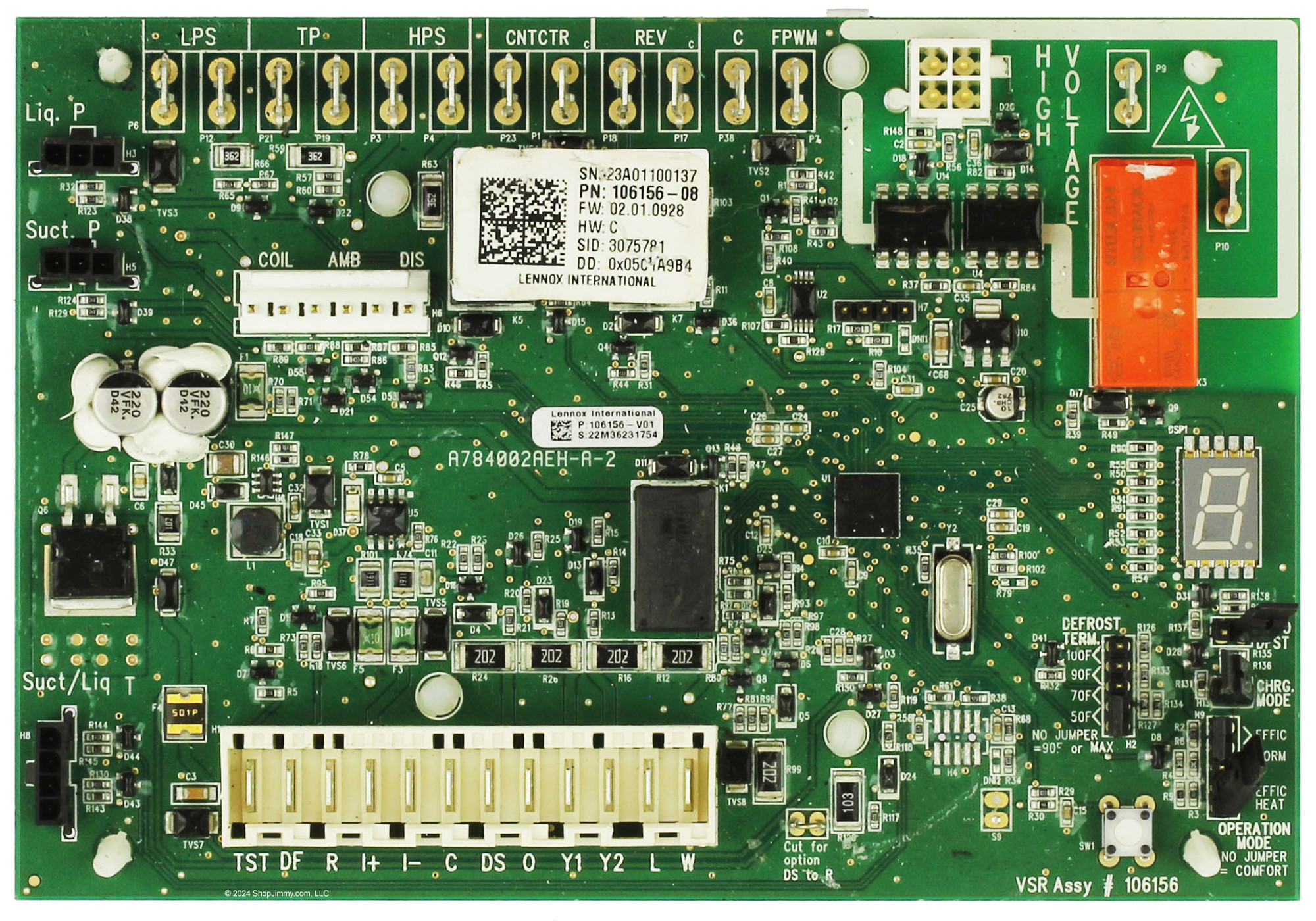 GE Lennox 106156-08 Control Module Circuit Display Board